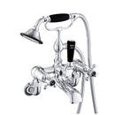 JTP Grosvenor Black Wall Mounted Crosshead Bath Shower Mixer Tap with Shower Kit - Chrome