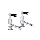 JTP Grosvenor Black Long Nose Lever Basin Taps Pair - Chrome