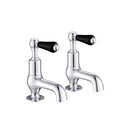 JTP Grosvenor Black Cloakroom Lever Basin Taps Pair - Chrome