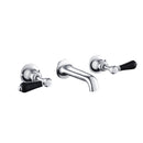 JTP Grosvenor Black 3 Hole Wall Mounted Lever Basin Mixer Tap - Chrome