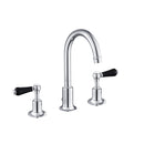 JTP Grosvenor Black 3 Hole Deck Mounted Lever Basin Mixer Tap Swivel Spout - Chrome