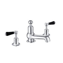 JTP Grosvenor Black 3 Hole Deck Mounted Lever Basin Mixer Tap - Chrome