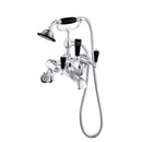 JTP Grosvenor Wall Mounted Black Lever Bath Shower Mixer Tap with Shower Kit - Chrome