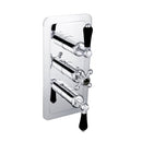 JTP Grosvenor Black 2 Outlet 3 Handle Lever Thermostatic Concealed Shower Valve - Chrome