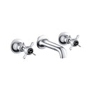 JTP Grosvenor Black 3 Hole Wall Mounted Pinch Basin Mixer Tap - Chrome