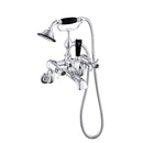 JTP Grosvenor Black Wall Mounted Pinch Bath Shower Mixer Tap with Shower Kit - Chrome