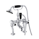 JTP Grosvenor Black Pinch Deck Mounted Bath Shower Mixer Tap with Kit - Chrome