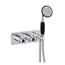 JTP Grosvenor 2 Outlet 2 Pinch Handle Thermostatic Concealed Shower Valve with Handset - Matt Black