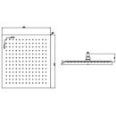 JTP Glide Ultra-Thin Square Ceiling Mounted Fixed Shower Head - 400mm x 400mm - Chrome
