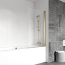 Roman Haven6 Power Shower Hinged Bath Screen - 6mm Glass - 1500x800mm - Brushed Brass H2D10CBR