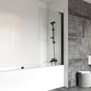 Roman Haven6 Fixed Bath Screen - 1467mm x 800mm - 6mm Glass - Matt Black