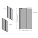 Roman Haven6 Inward Folding Bath Screen - 1500x910mm - 6mm Glass - Matt Black H2D6CB