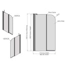 Roman Haven6 Left Handed Curved Inward Folding Bath Screen - 1500mm x 910mm - 6mm Glass - Polished Chrome