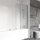 Roman Haven6 Right Handed Curved Inward Folding Bath Screen - 1500mm x 910mm - 6mm Glass - Polished Chrome