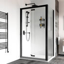 Roman Haven8 Recessed Bi Fold Shower Door - 6mm Glass - 800mm Wide - Matt Black H4B8CB