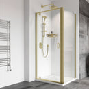 Roman Haven8 Recessed Pivot Shower Door - 8mm Glass - 760mm Wide - Brushed Brass H4P76CBR