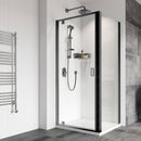 Roman Haven8 Recessed Pivot Shower Door - 8mm Glass - 900mm Wide - Matt Black H4P9CB