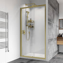 Roman Haven8 Recessed Sliding Shower Door - 8mm Glass - 1000mm Wide - Brushed Brass H4S10CBR