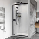 Roman Haven8 Recessed Sliding Shower Door - 8mm Glass - 1200mm Wide - Matt Black H4S12CB