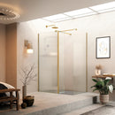 Roman Haven Select Wetroom Panel - 8mm Fluted Glass - 800mm Wide - Brushed Brass H8SP8FCBR