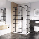 Roman Haven Select Wetroom Panel - 8mm Glass - 800mm Wide - Black Grid H8SP8GPB