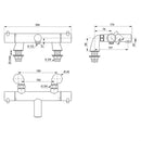 Ideal Standard Ceratherm T125 Exposed Thermostatic 2 Tap Hole Deck Mounted Bath Shower Mixer - Chrome A7593AA