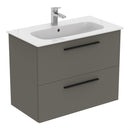 Ideal Standard i.life A Wall Hung Vanity Unit With Basin 2 Drawers 800mm Matt Quartz Grey  T5256NG + T462001