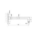 JTP Inox Square Wall Mounded Shower Arm - 400mm Long - Stainless Steel