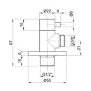 JTP Inox Angle Shower Valve - Stainless Steel