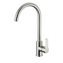 JTP Inox Round Kitchen Sink Mixer Tap Single Lever Swivel Spout - Stainless Steel