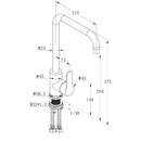 JTP Inox Mono Modern Kitchen Sink Mixer Single Lever Tap Swivel Spout - Stainless Steel