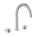 JTP Inox 3 Hole Deck Mounted Basin Mixer Tap - Stainless Steel