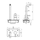 JTP Inox 2 Hole Wall Mounted Basin Mixer Tap with Backplate - 152mm Spout Reach - Stainless Steel