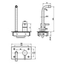 JTP Inox 2 Hole Wall Mounted Basin Mixer Tap with Backplate - 225mm Spout Reach - Stainless Steel