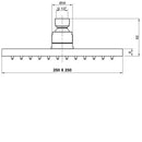 JTP Inox Square Fixed Shower Head - 250mm x 250mm - Stainless Steel