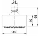 JTP Inox Mini Fixed Shower Head - 89mm Diameter - Stainless Steel