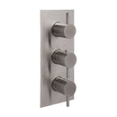 JTP Inox 2 Outlet 3 Handle Thermostatic Concealed Shower Valve - Stainless Steel