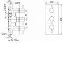 JTP Inox 2 Outlet 3 Handle Thermostatic Concealed Shower Valve - Stainless Steel
