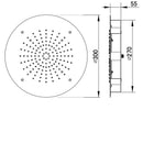 JTP Inox Round Fixed Shower Head - 300mm Diameter - Stainless Steel