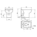 Modern Back To Wall Options 600 Square Wash Down Toilet Pan With Soft Close Seat POT071OP + POT082OP