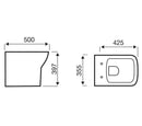 Modern Back To Wall Project Square Wash Down Toilet Pan With Soft Close Seat POT871PR + POT866PR