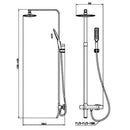 JTP Square Thermostatic Shower Pole with Overhead Shower and Hand Shower, Bath Spout - Chrome