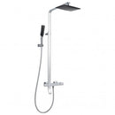 JTP Square Thermostatic Shower Pole with Overhead Shower and Hand Shower, Bath Spout - Chrome