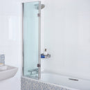 Roman Innov8 Left Handed Inward Hinged Bath Screen - 1500mm x 900mm - 8mm Glass - Polished Chrome