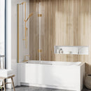 Roman Innov8 Left Handed Outward Hinged Bath Screen - 1500mm x 910mm - 8mm Glass - Brushed Brass