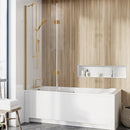 Roman Innov8 Right Handed Outward Hinged Bath Screen - 1500mm x 910mm - 8mm Glass - Brushed Brass