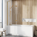 Roman Innov8 Right Handed Outward Hinged Bath Screen - 1500mm x 910mm - 8mm Glass - Matt Black