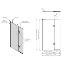 Roman Innov8 Right Handed Outward Hinged Bath Screen - 1500mm x 910mm - 8mm Glass - Matt Black