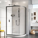 Roman Innov8 1 Door Offset Quadrant Shower Enclosure - 8mm Glass - 1200x900mm - Matt Black N2SQ91213B