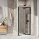 Roman Innov8 Framed Recessed Bi Fold Shower Door - 6mm Glass - 900mm Wide - Black N3V913B